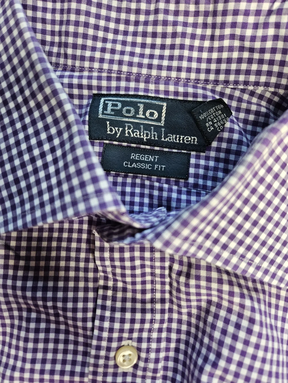 Polo Ralph Lauren Regent Classic Fit purple gingham button up long sleeve shirt